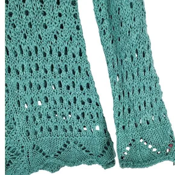 Anthropologie Open Crochet Knit Sweater S Mint Green Western Country Cowgirl NWT - Picture 5 of 8